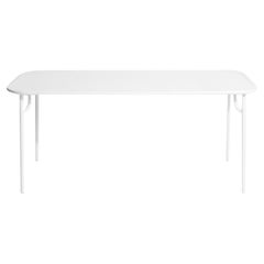 Petite table de salle à manger rectangulaire moyenne Week-end de Friture en aluminium blanc