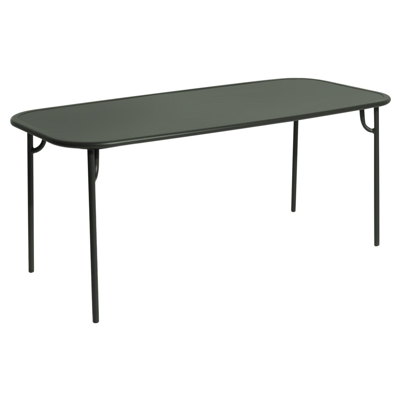 Petite Friture Week-End Medium Plain Rectangular Dining Table in Glass Green For Sale