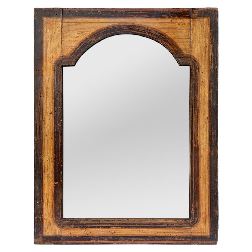 Small Antique Wall Mirror in Polychrome Wood, circa 1890