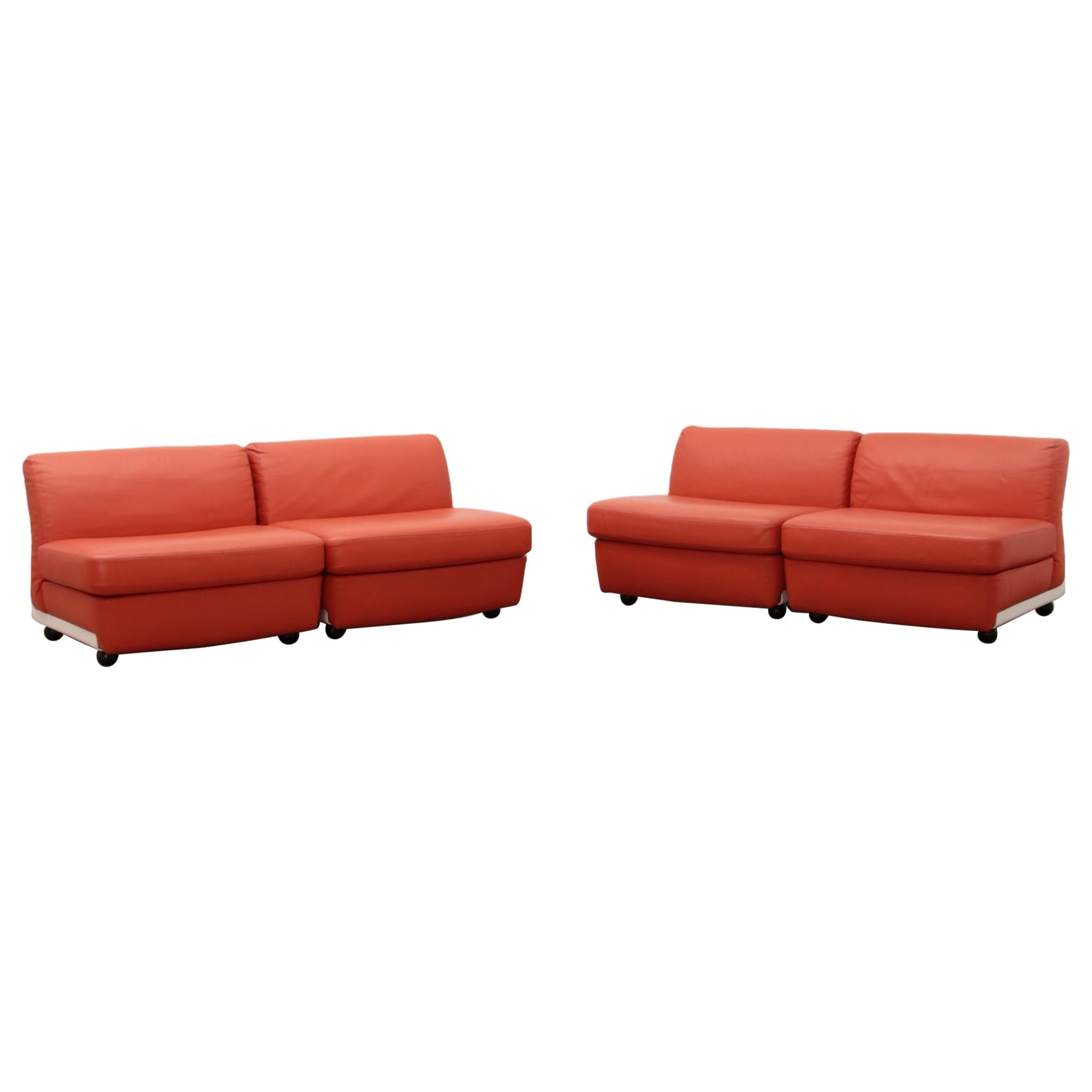 Mario Bellini Amanta Modular Sofa in Orange Leather for C&B Italy, 1960s  For Sale at 1stDibs