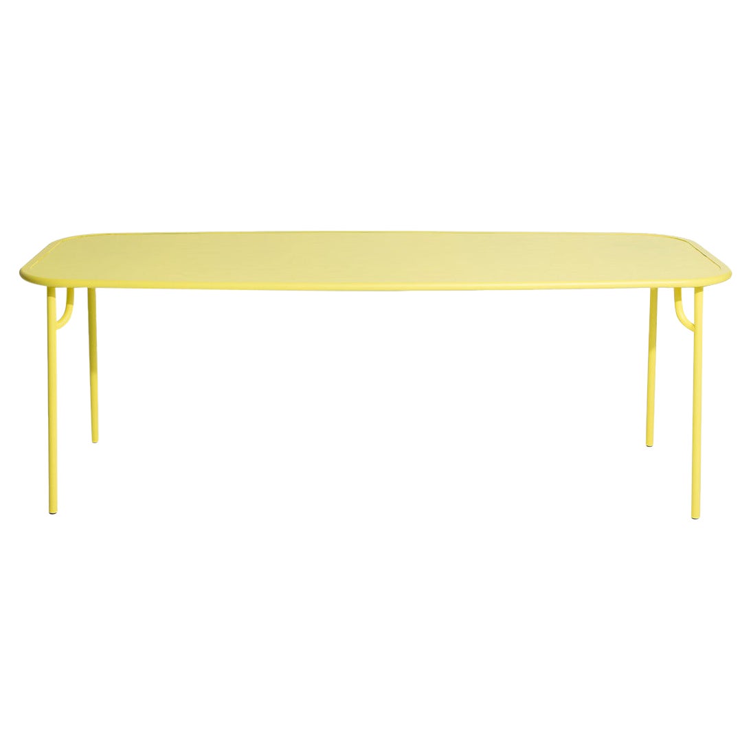 Petite table de salle à manger rectangulaire simple Week-end en aluminium jaune de Friture