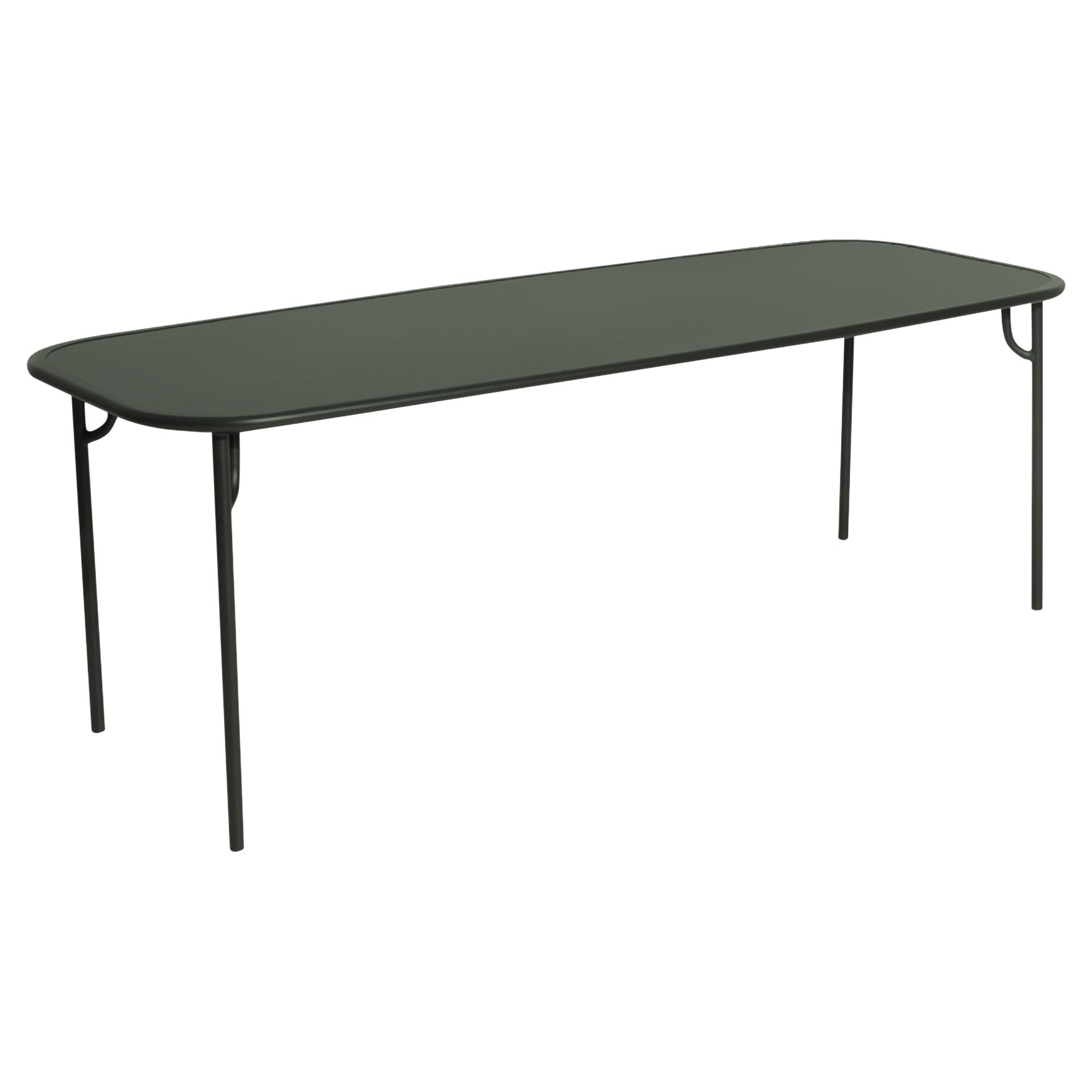 Petite Friture Week-End Large Plain Rectangular Dining Table in Glass Green For Sale