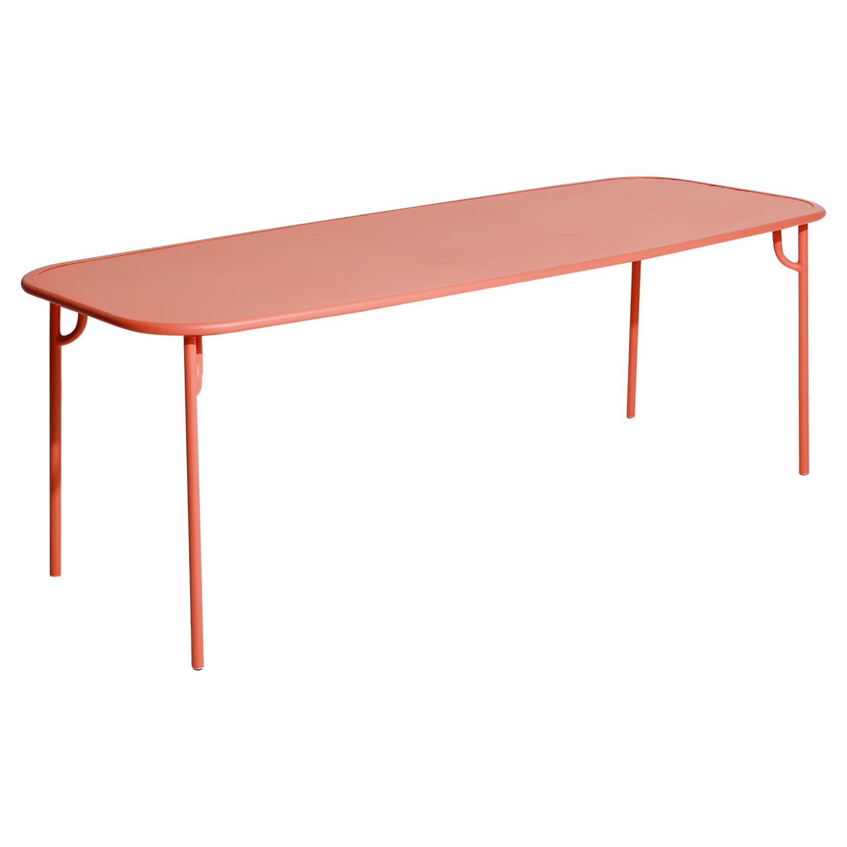 Petite Friture Week-End Large Plain Rectangular Dining Table in Coral Aluminium