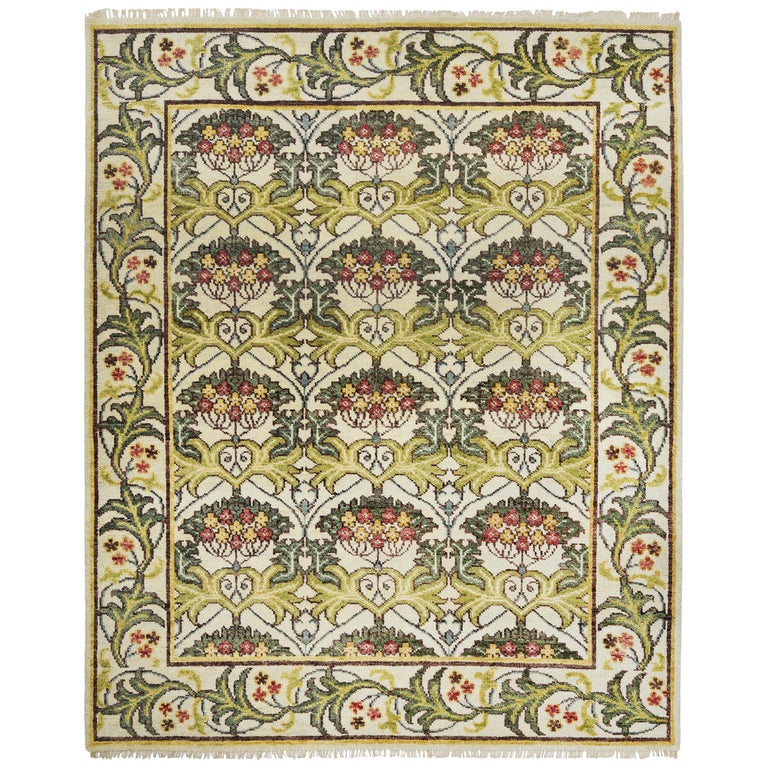 Ivory William Morris Inspired Area Rug For Sale at 1stDibs