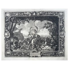 Antique 1679 Allegory, Water, Neptune, Sébastien Leclerc, Large Folio, Ornament