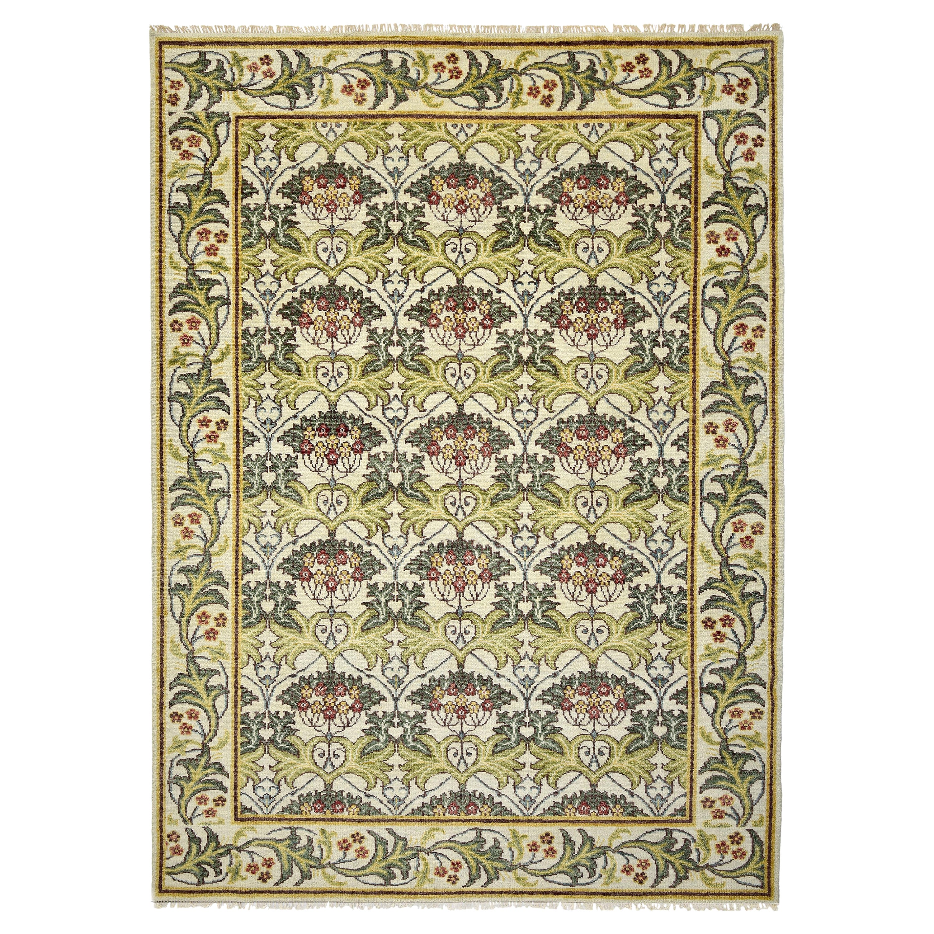William Morris inspirierter Teppich in Elfenbein im Angebot