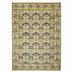 William Morris inspirierter Teppich in Elfenbein