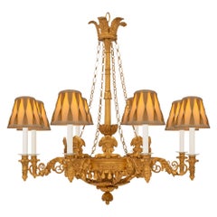 Italian Early 19th Century Baroque St. Giltwood and Gilt Metal Chandelier