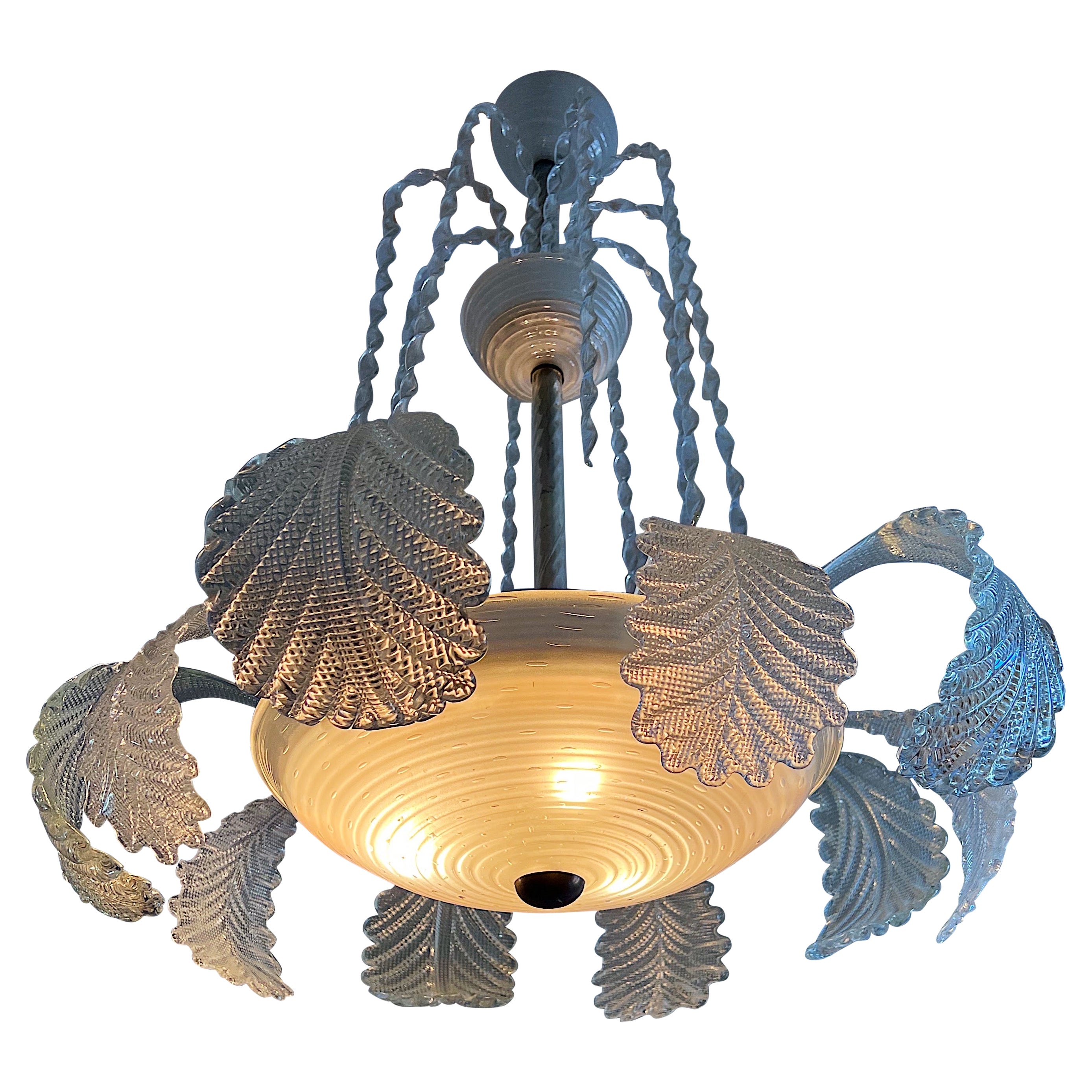1940s Murano Glass Chandelier by Barovier & Toso For Sale