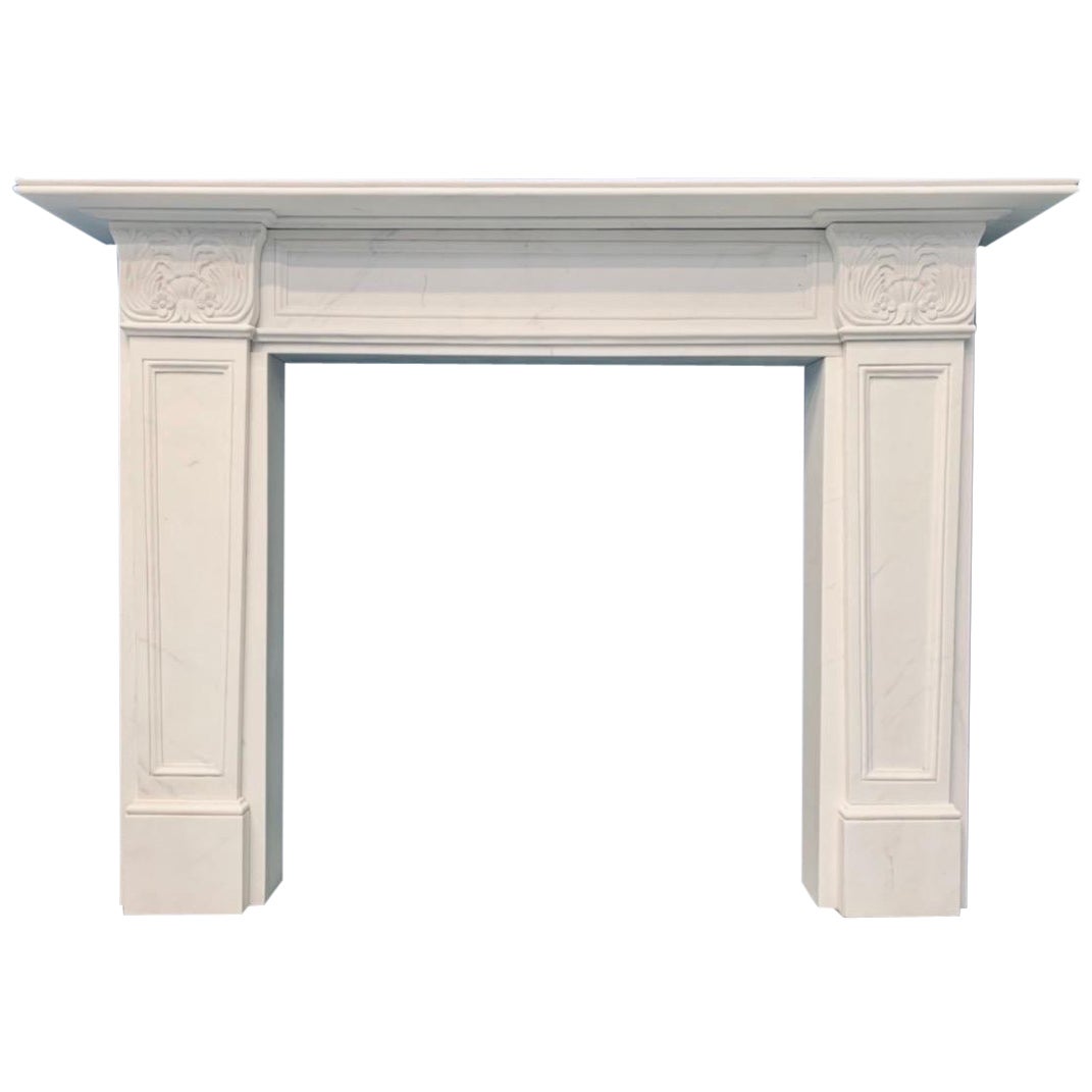 Large Egyptian Revival Manner Statuary Marble Fireplace Surround For Sale