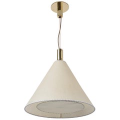 Vintage Series 02 Pendant, Polished Unlacquered Brass, Large Goatskin Parchment Shade