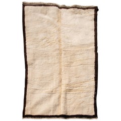 Hand Woven Brown and Cream Moroccan Wool Rug