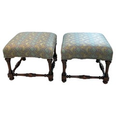 Vintage Bernhardt Furniture Upholstered Ottomans, a Pair