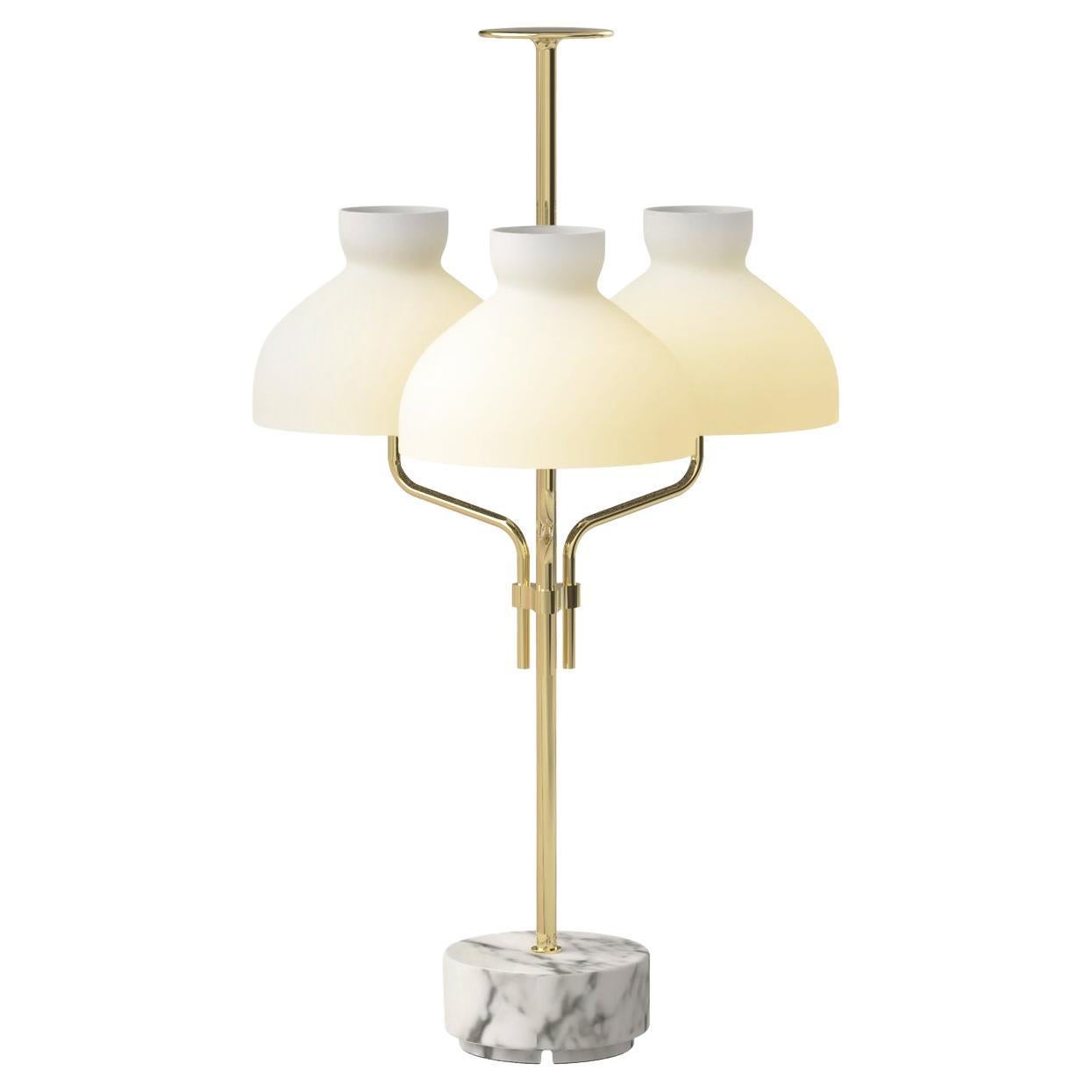 Ignazio Gardella 'Arenzano Tre Fiamme' Table Lamp in White Marble and Brass For Sale