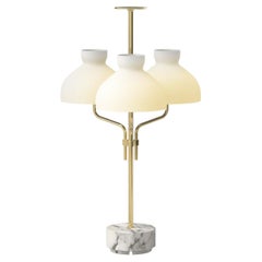 Lampe de bureau 'Arenzano Tre Fiamme' d'Ignazio Gardella en marbre blanc et laiton