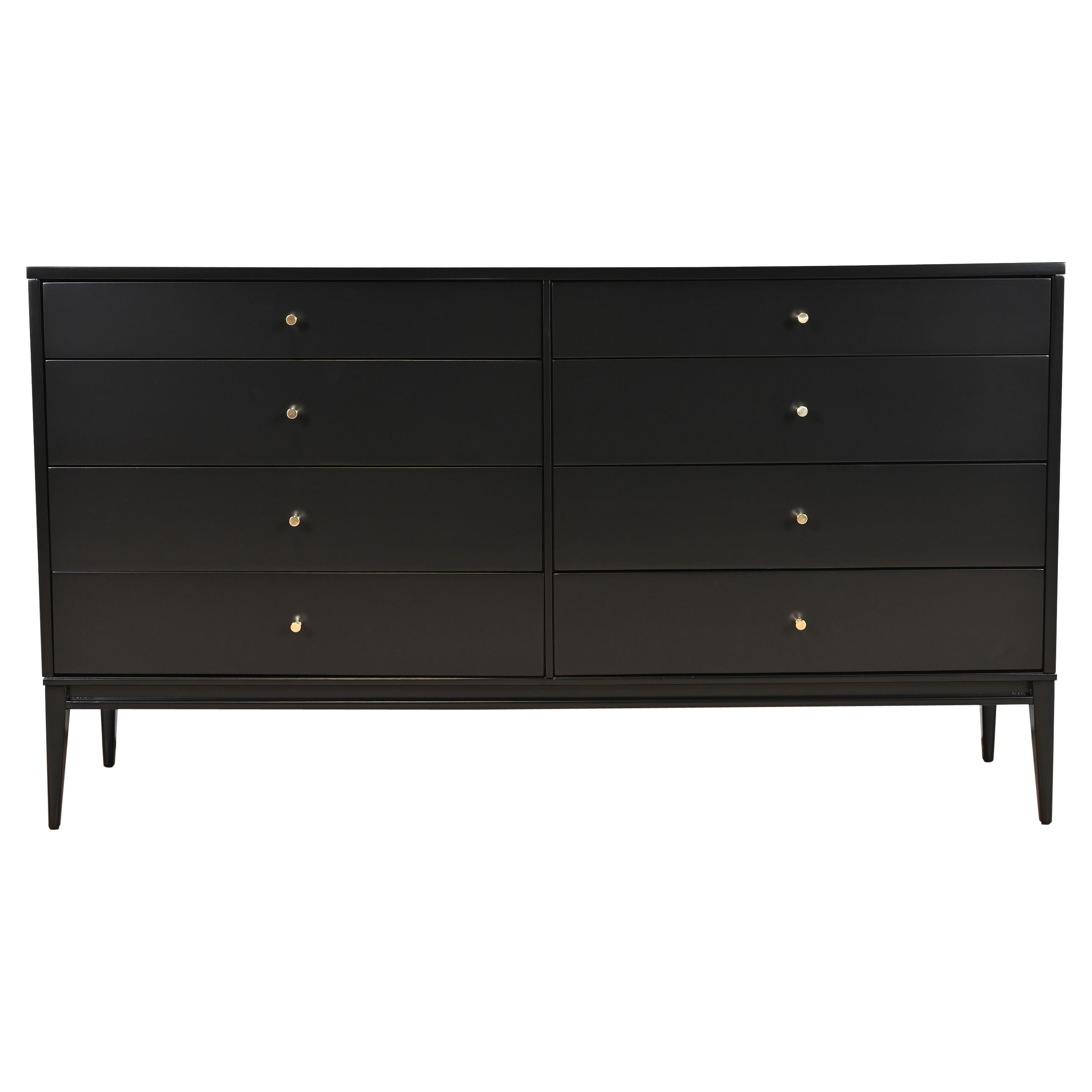 Paul McCobb Planner Group Black Lacquered Eight-Drawer Dresser, Newly Refinished