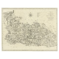 Large Antique County Map of the West Riding of Yorkshire 'North Part', England