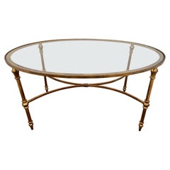 Oval Gilt Iron & Glass Traditional Coffee Cocktail Table