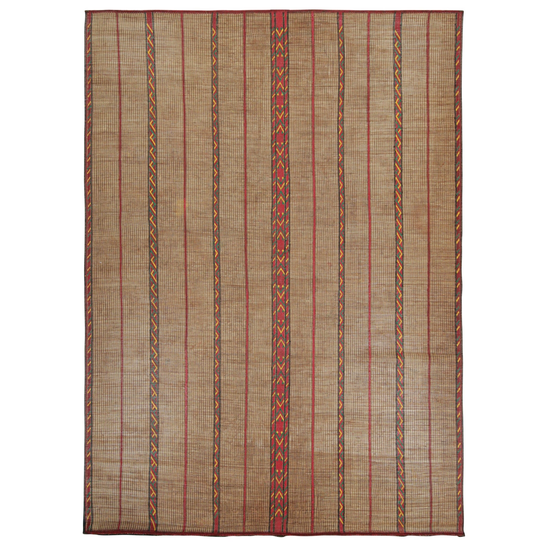 Tapis marocain vintage Tuareg à rayures beiges et rouges, de Rug & Kilim en vente