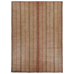 Retro Moroccan Tuareg Mat in Beige and Red Stripes, from Rug & Kilim