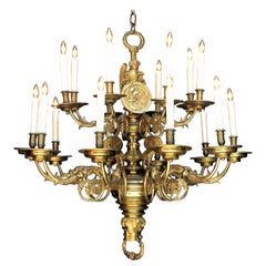 Used South Netherlandish Baroque Style Angel Brass Chandelier