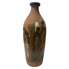 Große moderne Steingutflaschenvase aus der Mitte des Jahrhunderts im Stil von Peter Voulkos
