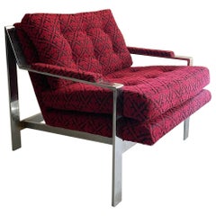 Mid-Century Modern Chrome Cube Lounge Chairs Designed by Cy Mann