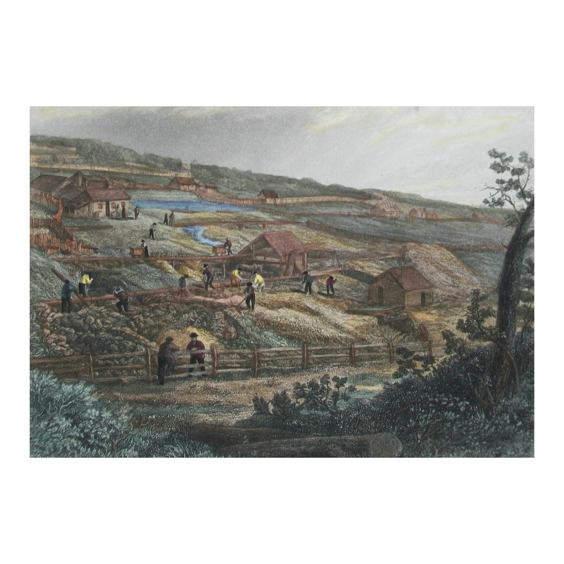 J.C. Armytage, 'Concordia Gold Mines', Hand Colored Engraving, U.K., C.1874 For Sale
