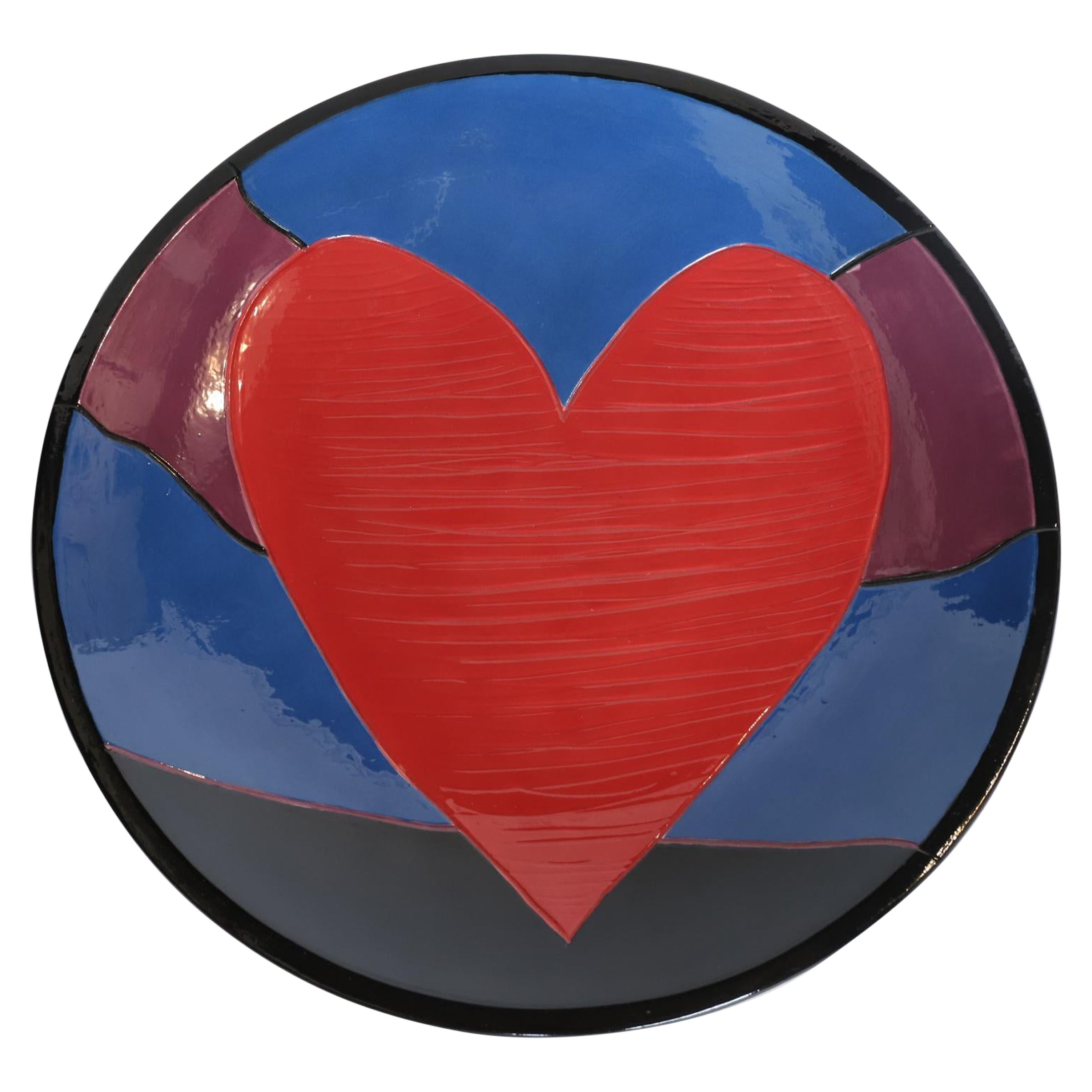 Hand Painted Heart Charger Plate Bowl For Sale