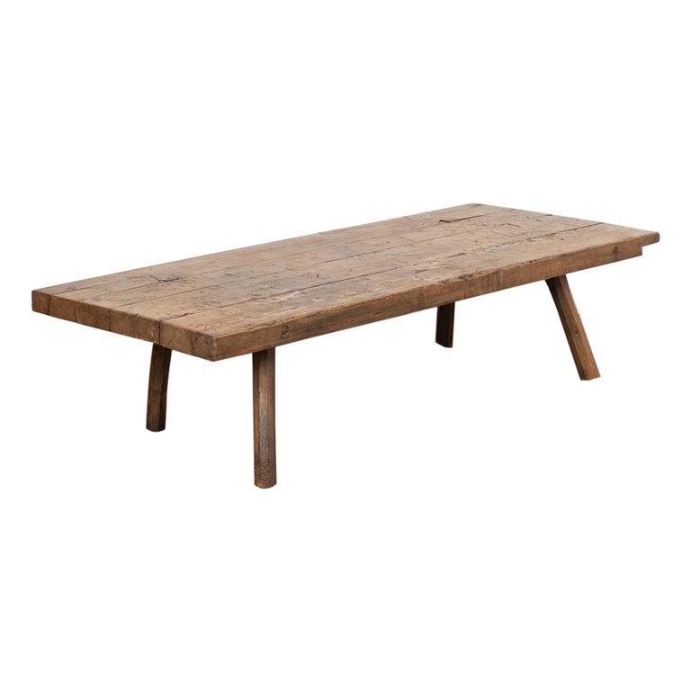 Large Rustic Coffee Table from Old Work Table, Hungary circa 1890 For