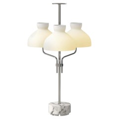Ignazio Gardella 'Arenzano Tre Fiamme' Table Lamp in White Marble and Chrome