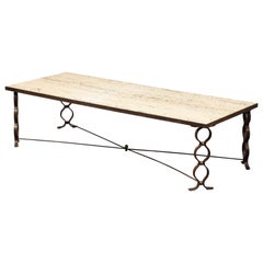 Wrought Iron and Comblanchien Limestone "Ruban" Coffee Table by Jean Royère
