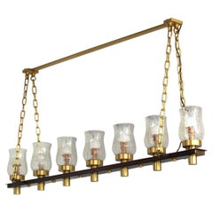 Fine French Midcentury 7 Linear Lights Chandelier by Perzel