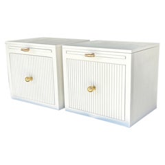 21st Century Modern Floating Nightstand Set with Drawer and Pullout Shelf