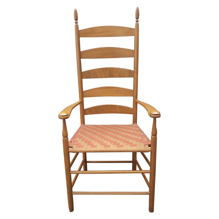 Shaker Vintage Maple Slat High Back Captain Chair with bed Seat For