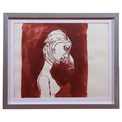 Nude in Sepia Framed Watercolor