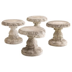 Antique Set of Four Italian Concrete Garden Stools