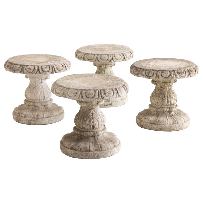 Set of Four Italian Concrete Garden Stools For Sale at 1stDibs