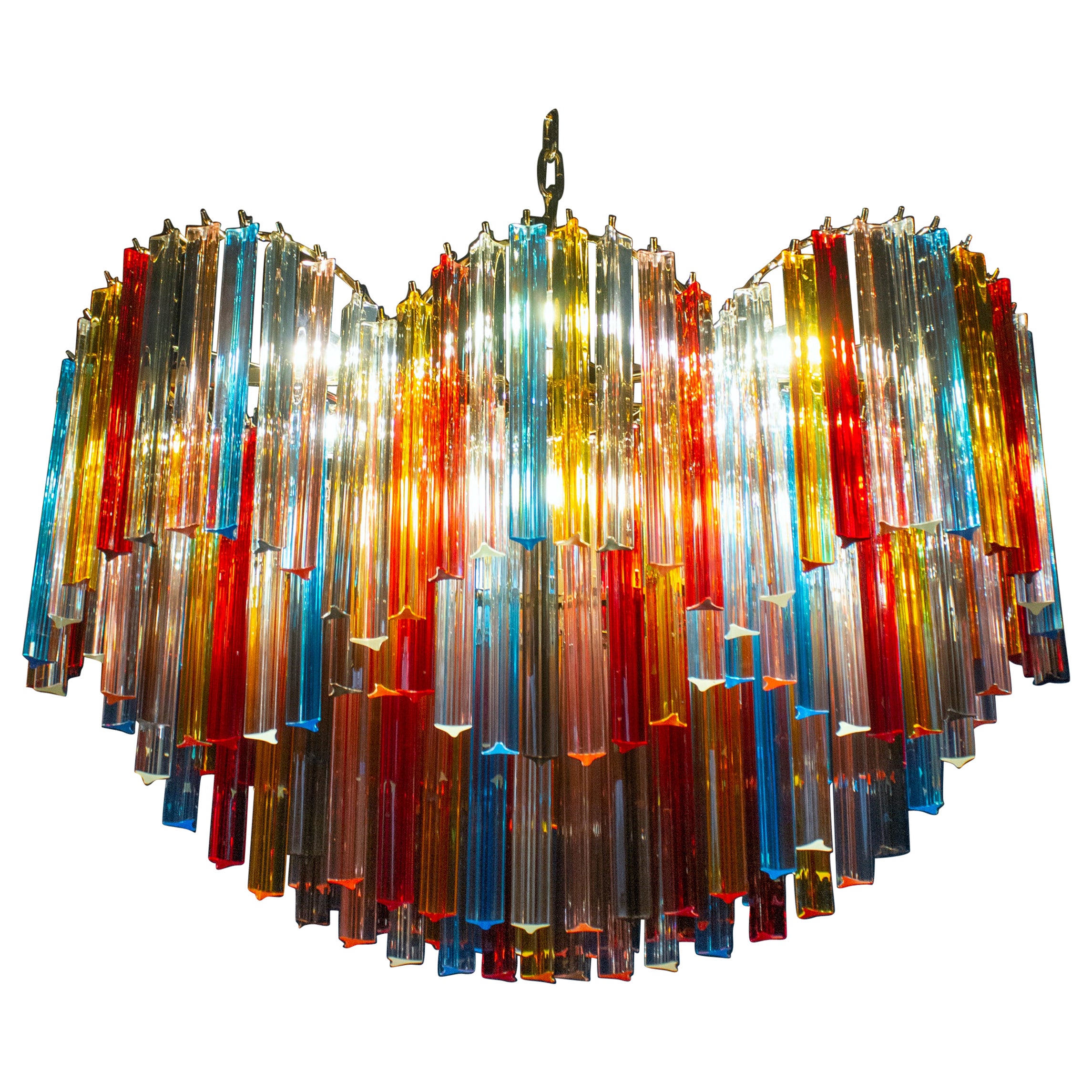 Spectacular Oval Shaped Multi-Color Triedi Murano Glass Chandelier For Sale