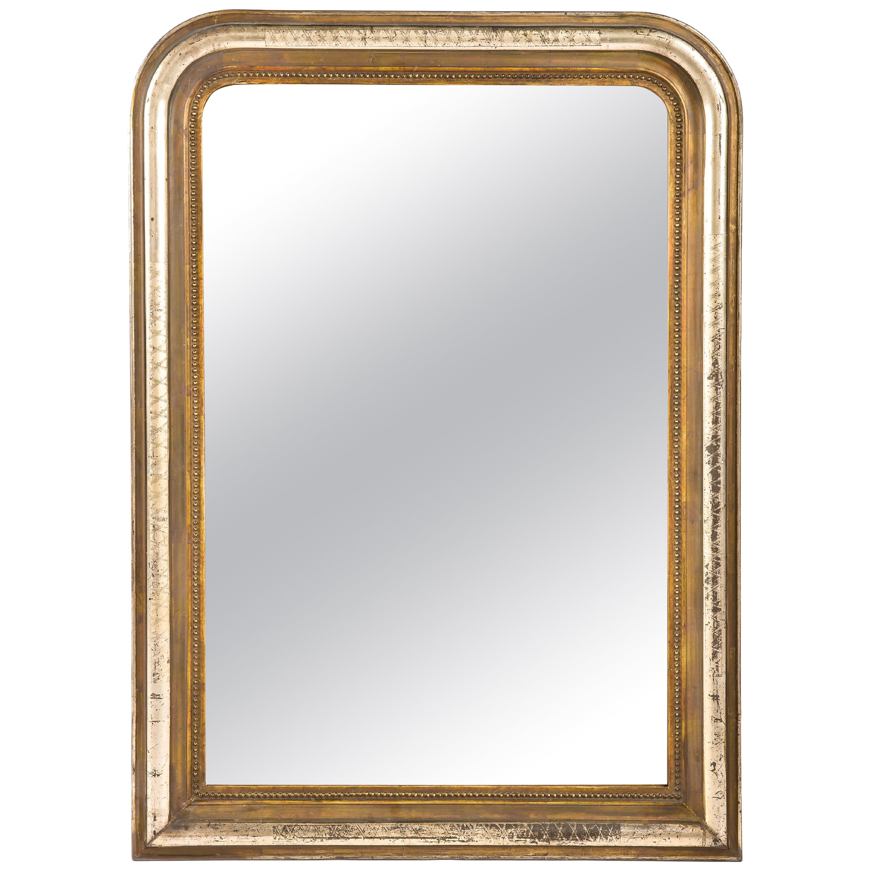 Antique Late 19th Century Pale Gold Northern French Louis Philippe Mirror For Sale