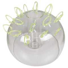 Italian Postmodern Glass and Green Plastic Vase by Cleto Munari, 2000s