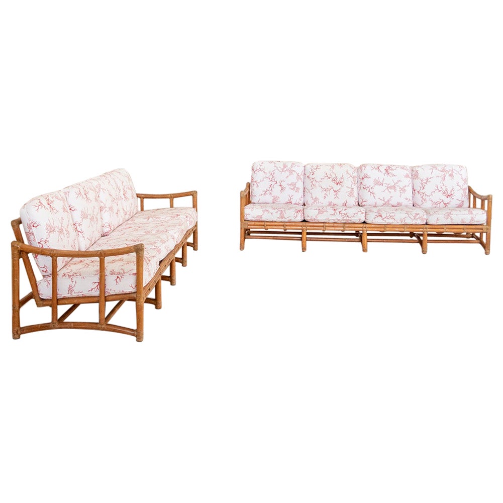 Midcentury Italian Bamboo Sofas by Lyda Levi, 1970  For Sale