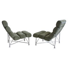 Pair of Green Lounge Chairs with Steel Frame by DUX Design Team