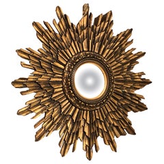 Midcentury Tiered and Gilt Sunburst Mirror from France