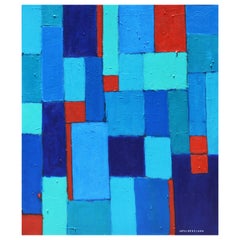 'Composition Bleu et Rouge' Original Abstract Painting by Lars Hegelund