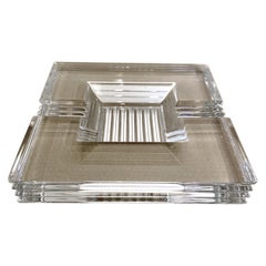 Retro Baccarat Art Deco Style Crystal Square Ashtray/ Vide Poche