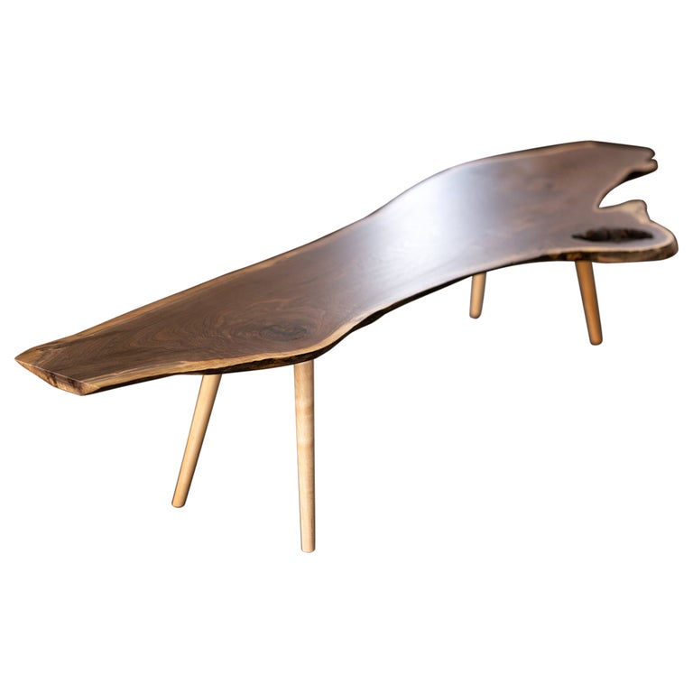 Live Edge Walnut Slab Coffee Table Turned Legs Cahaba Table by Alabama