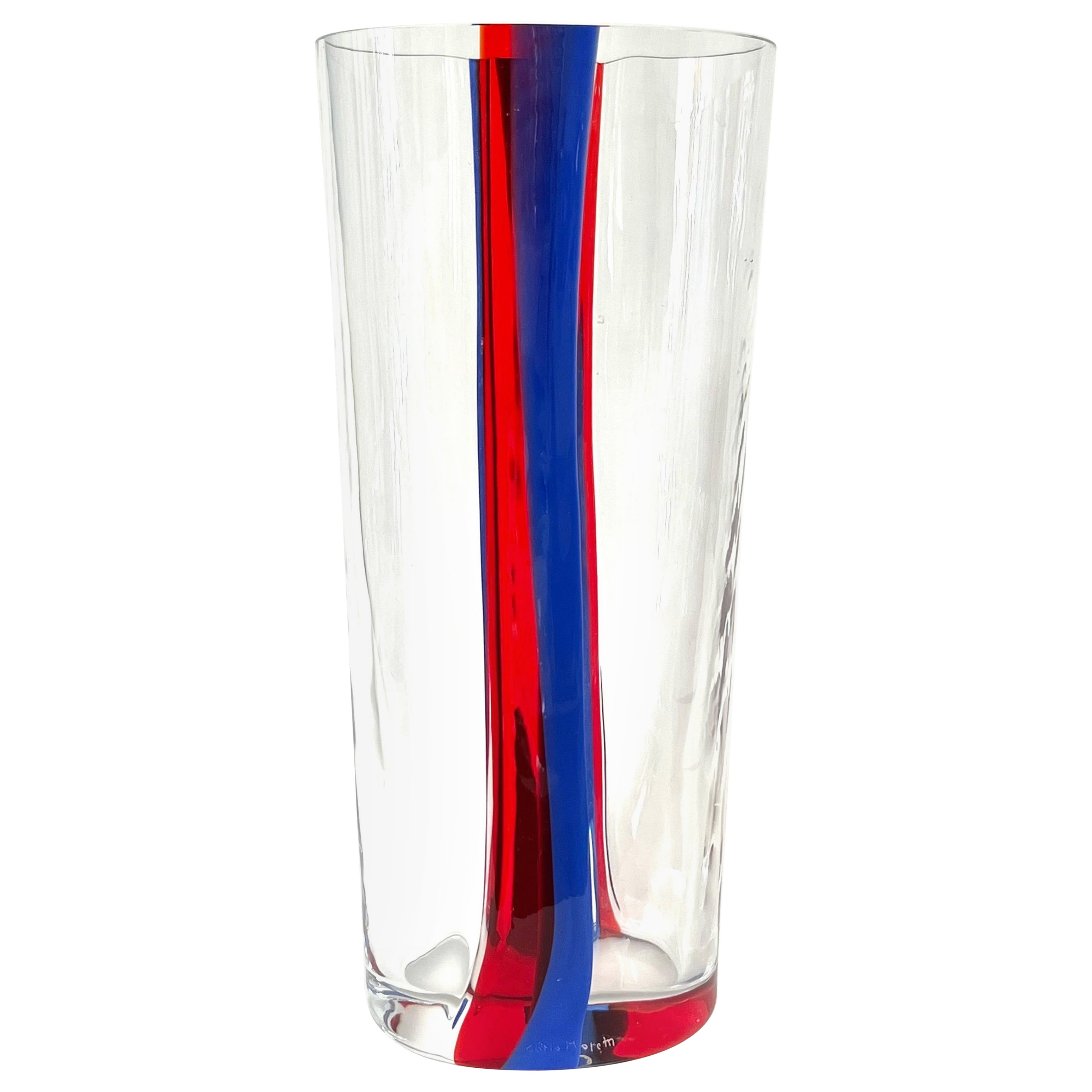 Carlo Moretti Tall Vase Blue Red For Sale
