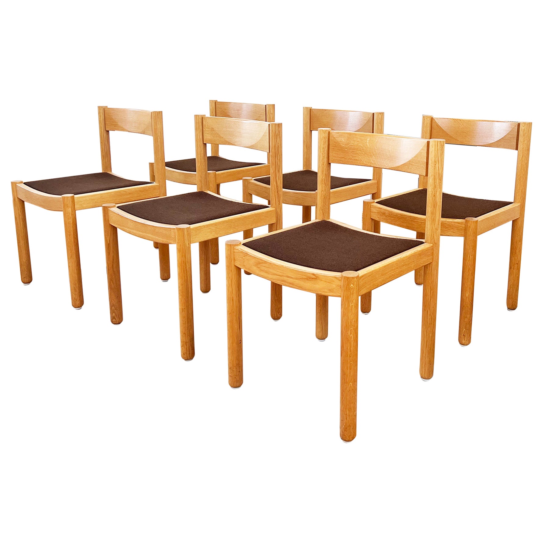Robert and Trix Haussmann Oak Dining Chairs Mid Century 1963 Set of Six-- 6 Piec