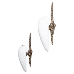 Contemporary Bronze and Porcelain Sconces by William Guillon